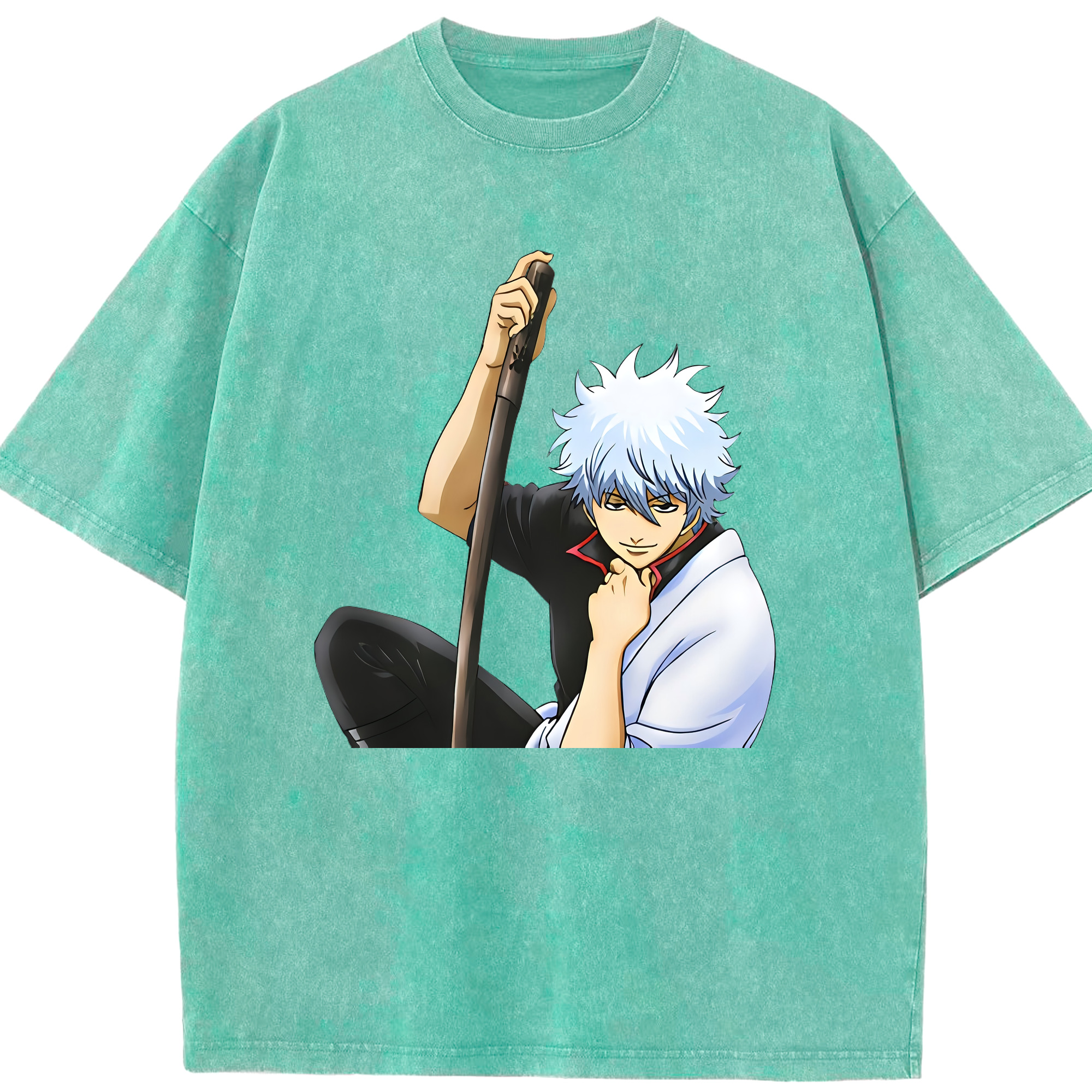 （画像用） ぎんたま 坂田銀時（さかたぎんとき） 神楽 志村新八（しむら しんぱち） GINTAMA Sakata Gintoki Kagura Shimura Shinpachi 綿100% ヴィンテージ風 半袖Tシャツ（フロントプリント）